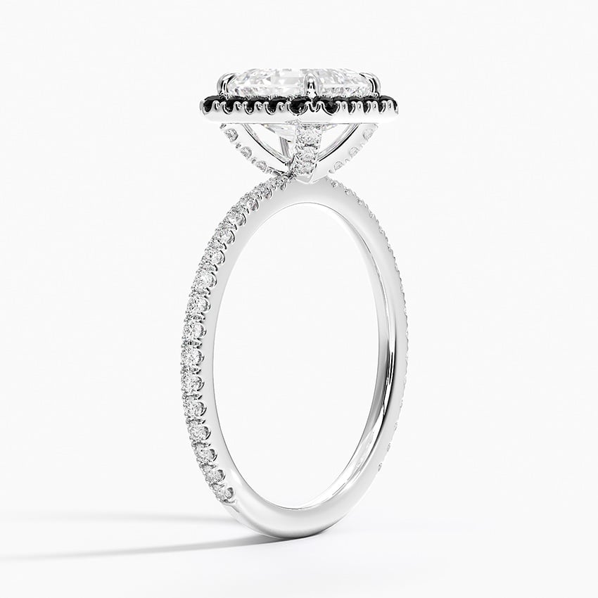 Waverly Halo Diamond Ring with Black Diamond Accents Platinum Asscher Engagement Ring