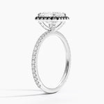 Waverly Halo Diamond Ring with Black Diamond Accents Platinum Asscher Engagement Ring