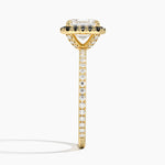 Waverly Halo Diamond Ring with Black Diamond Accents Yellow Gold 18k Asscher Engagement Ring