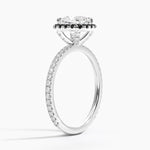 Waverly Halo Diamond Ring with Black Diamond Accents Platinum Cushion Engagement Ring