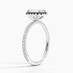 Waverly Halo Diamond Ring with Black Diamond Accents Platinum Emerald Engagement Ring
