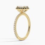 Waverly Halo Diamond Ring with Black Diamond Accents Yellow Gold 18k Emerald Engagement Ring