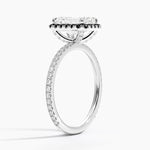 Waverly Halo Diamond Ring with Black Diamond Accents Platinum Emerald Engagement Ring
