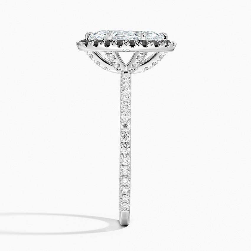 Waverly Halo Diamond Ring with Black Diamond Accents Platinum Marquise Engagement Ring