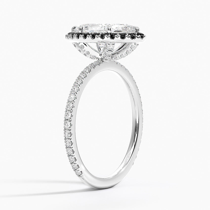 Waverly Halo Diamond Ring with Black Diamond Accents Platinum Marquise Engagement Ring