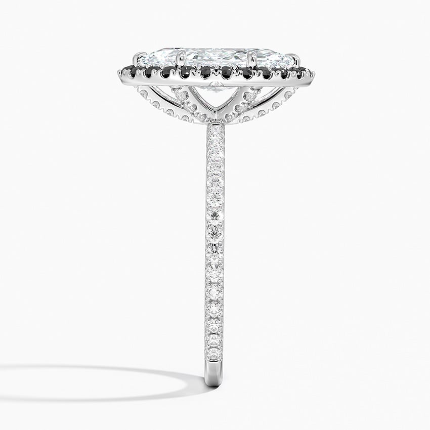 Waverly Halo Diamond Ring with Black Diamond Accents Platinum Marquise Engagement Ring