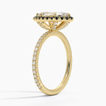 Waverly Halo Diamond Ring with Black Diamond Accents Yellow Gold 18k Marquise Engagement Ring