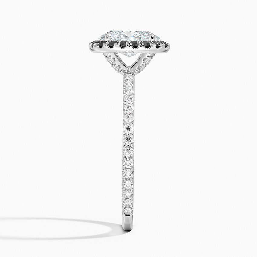 Waverly Halo Diamond Ring with Black Diamond Accents Platinum Oval Engagement Ring