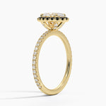 Waverly Halo Diamond Ring with Black Diamond Accents Yellow Gold 18k Oval Engagement Ring