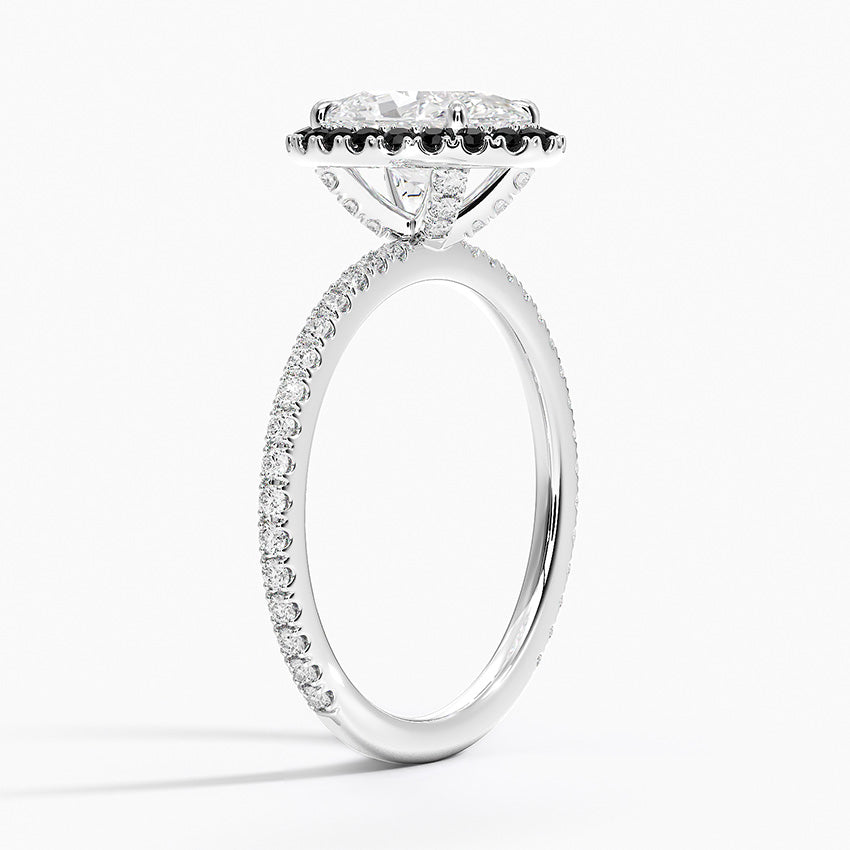 Waverly Halo Diamond Ring with Black Diamond Accents Platinum Oval Engagement Ring