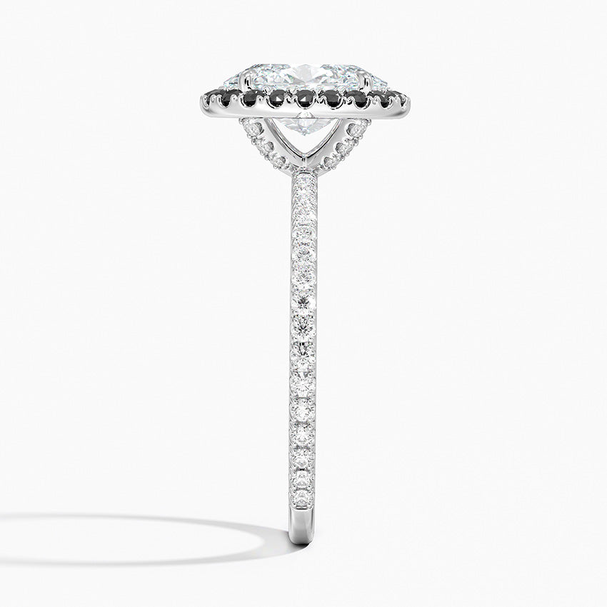 Waverly Halo Diamond Ring with Black Diamond Accents Platinum Oval Engagement Ring