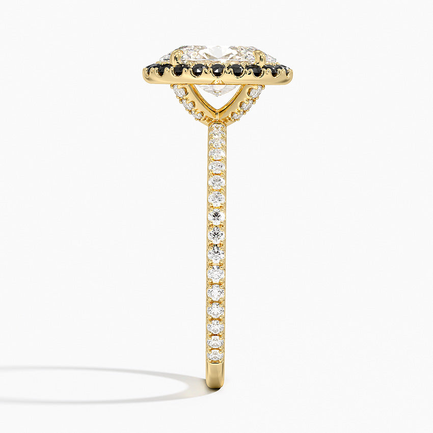 Waverly Halo Diamond Ring with Black Diamond Accents Yellow Gold 18k Oval Engagement Ring