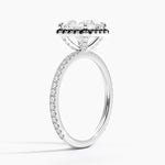 Waverly Halo Diamond Ring with Black Diamond Accents Platinum Princess Engagement Ring