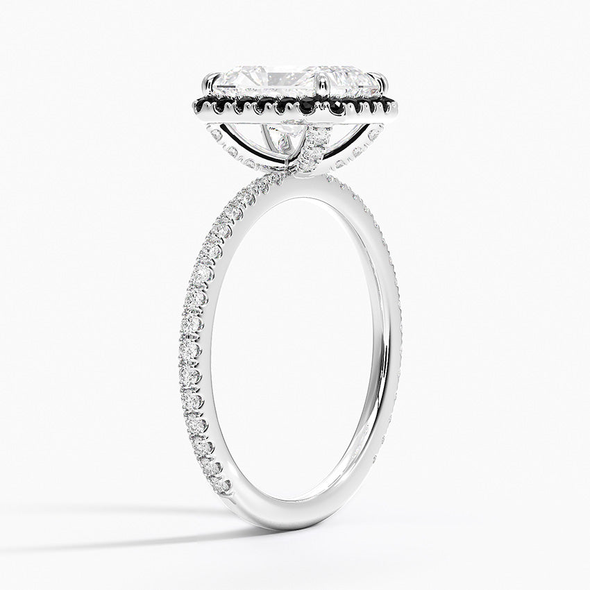 Waverly Halo Diamond Ring with Black Diamond Accents Platinum Radiant Engagement Ring