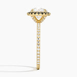 Waverly Halo Diamond Ring with Black Diamond Accents Yellow Gold 18k Round Engagement Ring