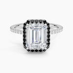Waverly Halo Diamond Ring with Black Diamond Accents Platinum Emerald Engagement Ring