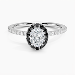 Waverly Halo Diamond Ring with Black Diamond Accents Platinum Oval Engagement Ring