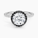 Waverly Halo Diamond Ring with Black Diamond Accents Platinum Round Engagement Ring