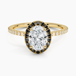 Waverly Halo Diamond Ring with Black Diamond Accents Yellow Gold 18k Oval Engagement Ring