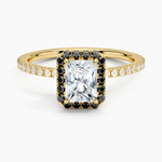 Waverly Halo Diamond Ring with Black Diamond Accents Yellow Gold 18k Radiant Engagement Ring