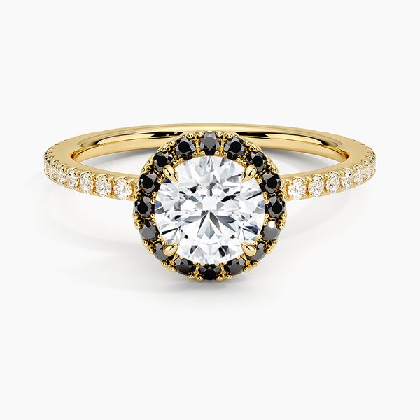 Waverly Halo Diamond Ring with Black Diamond Accents Engagement Ring