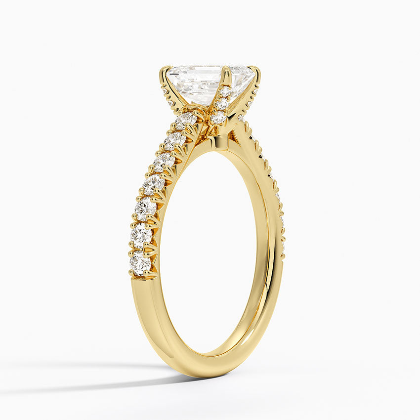 Sienna Half Coverage Hidden Accents Diamond Ring (1/2 ct. tw.) Yellow Gold 18k Emerald Engagement Ring