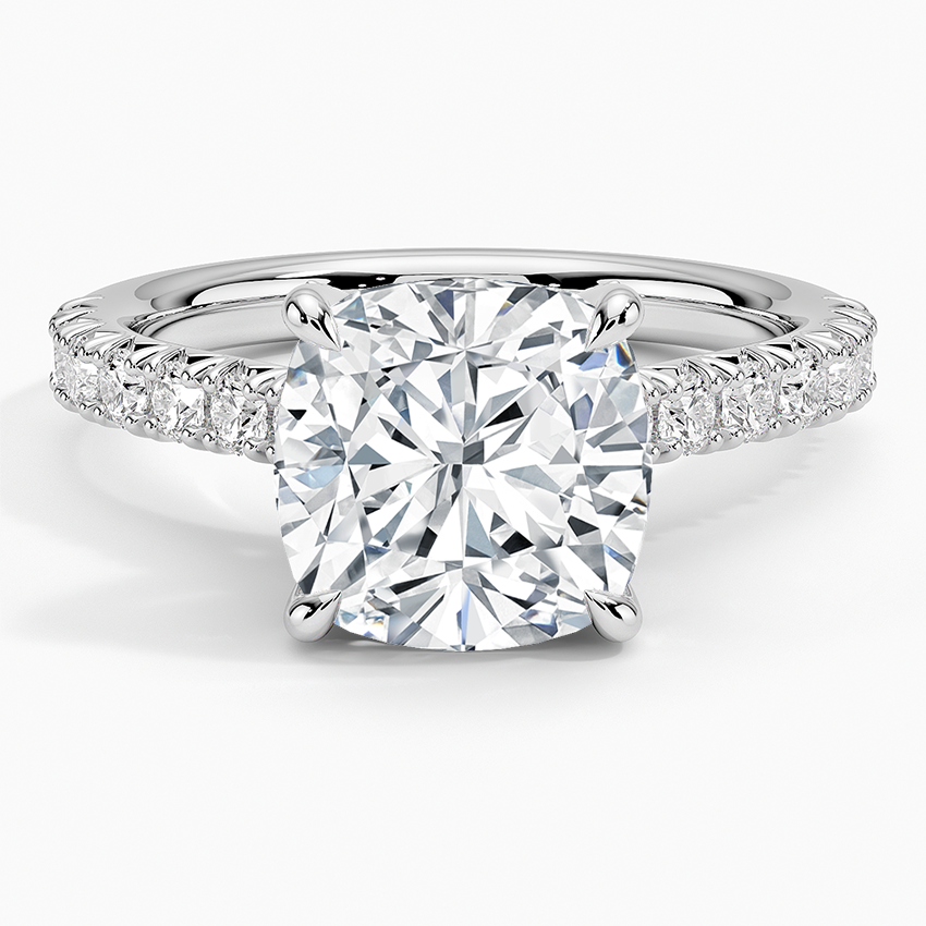 Sienna Half Coverage Hidden Accents Diamond Ring (1/2 ct. tw.) Platinum Cushion Engagement Ring