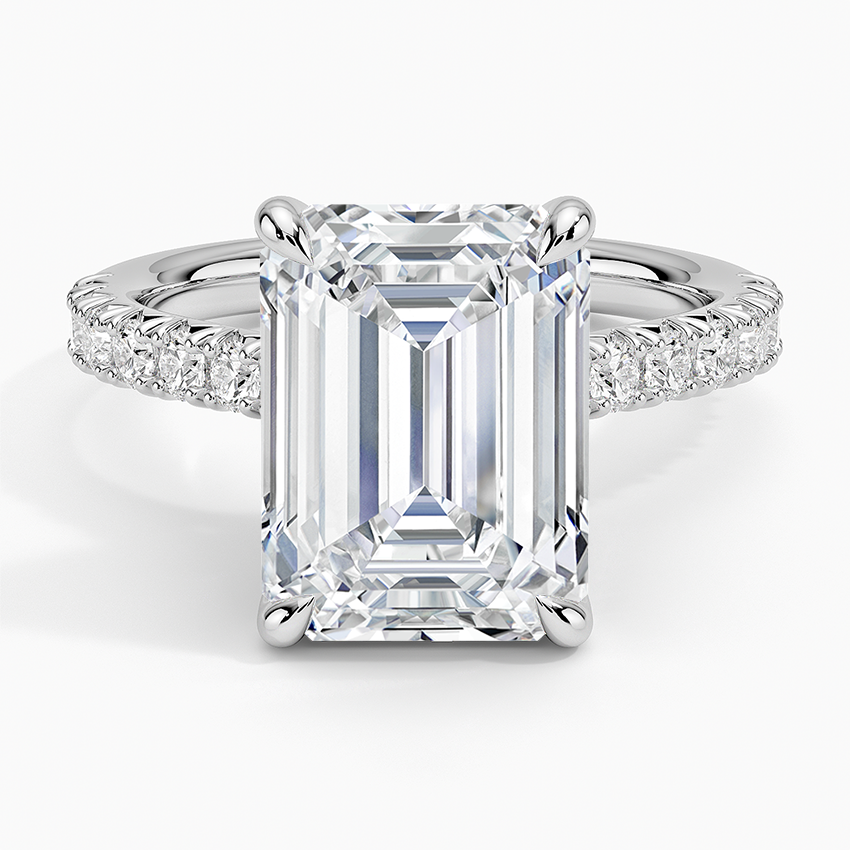 Sienna Half Coverage Hidden Accents Diamond Ring (1/2 ct. tw.) Platinum Emerald Engagement Ring