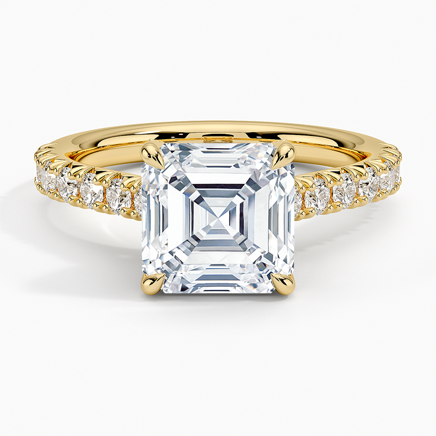 Sienna Half Coverage Hidden Accents Diamond Ring (1/2 ct. tw.) Yellow Gold 18k Asscher Engagement Ring