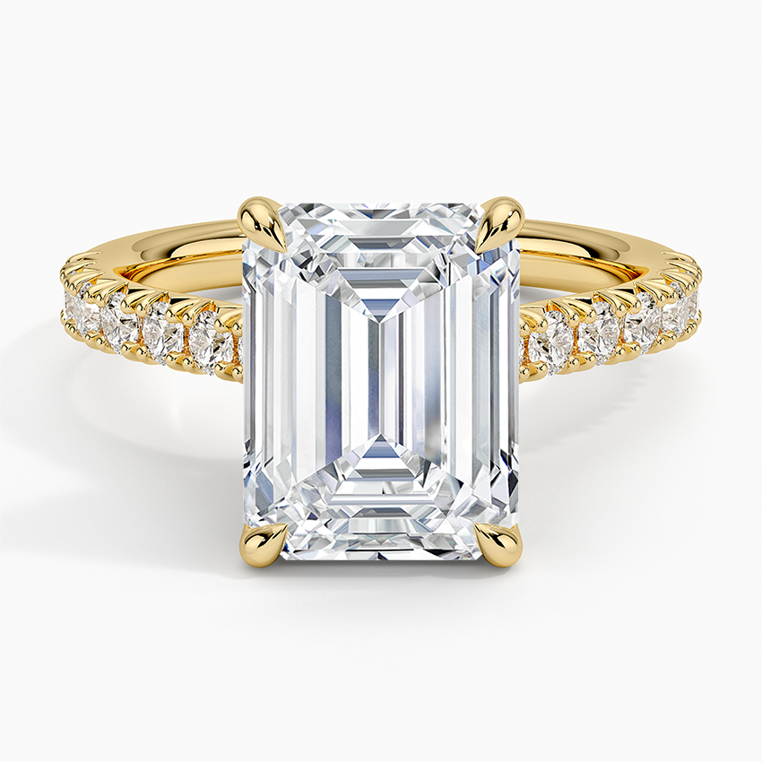 Sienna Half Coverage Hidden Accents Diamond Ring (1/2 ct. tw.) Yellow Gold 18k Emerald Engagement Ring