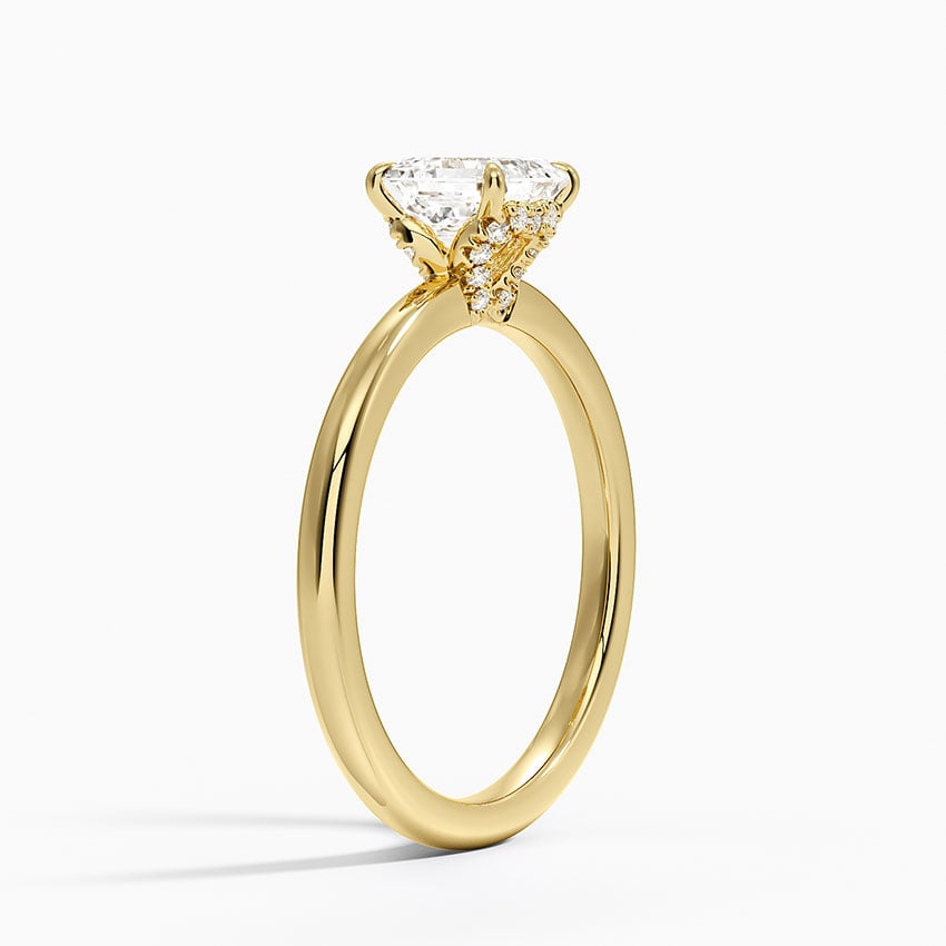 Hidden Heart Diamond Ring Yellow Gold 18k Asscher Engagement Ring