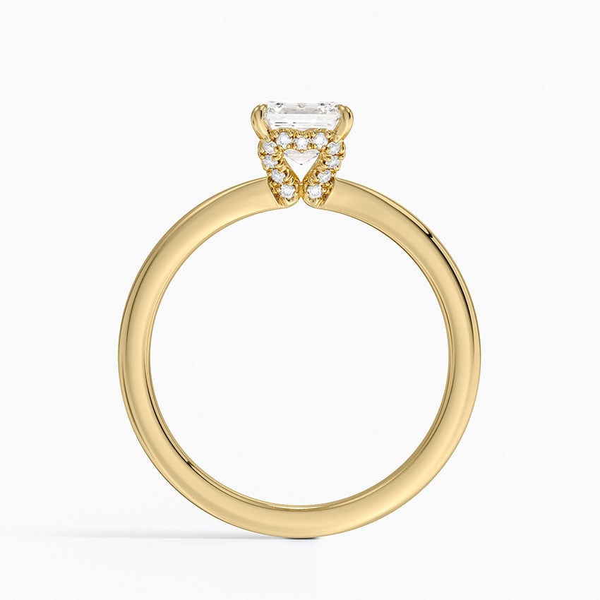 Hidden Heart Diamond Ring Yellow Gold 18k Asscher Engagement Ring