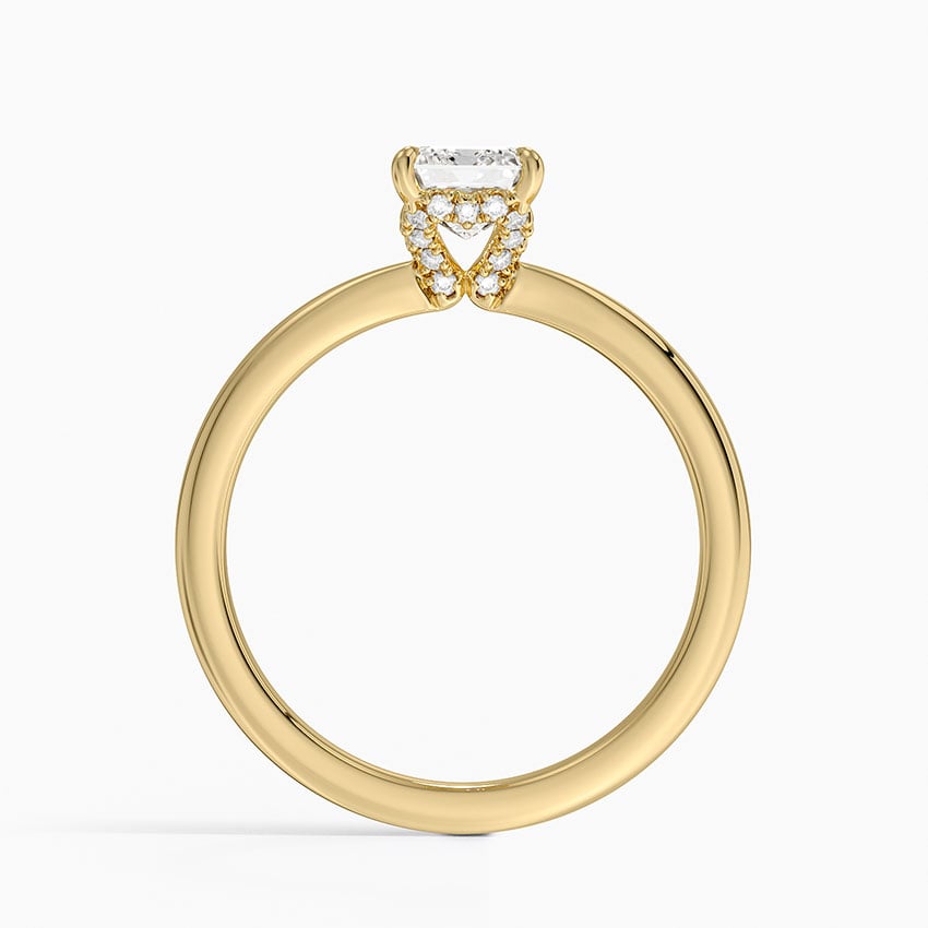 Hidden Heart Diamond Ring Yellow Gold 18k Emerald Engagement Ring