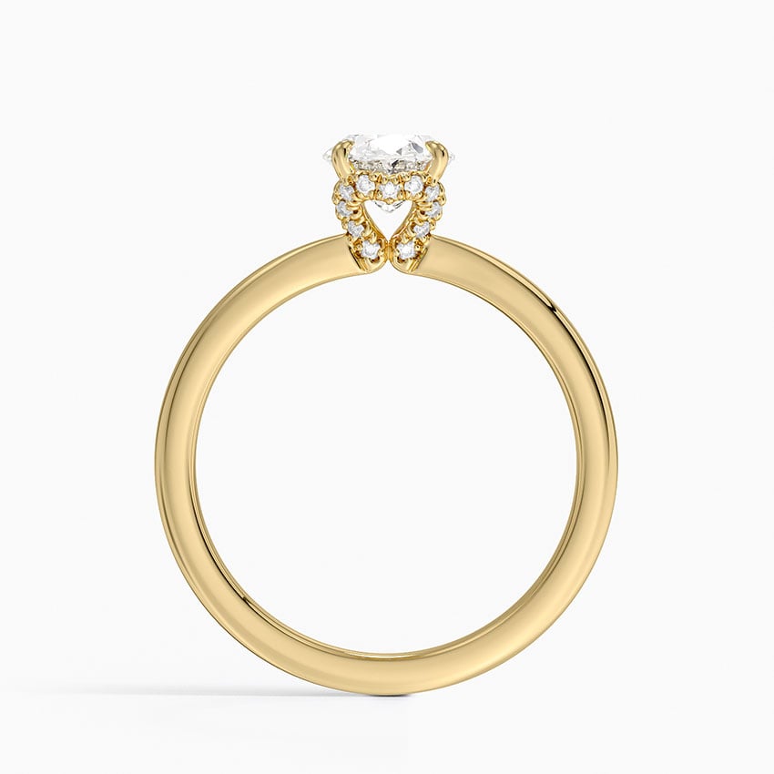 Hidden Heart Diamond Ring Yellow Gold 18k Oval Engagement Ring