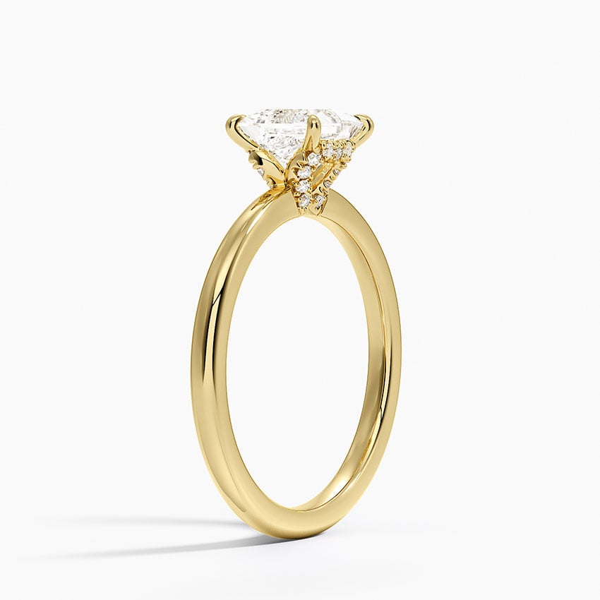 Hidden Heart Diamond Ring Yellow Gold 18k Princess Engagement Ring