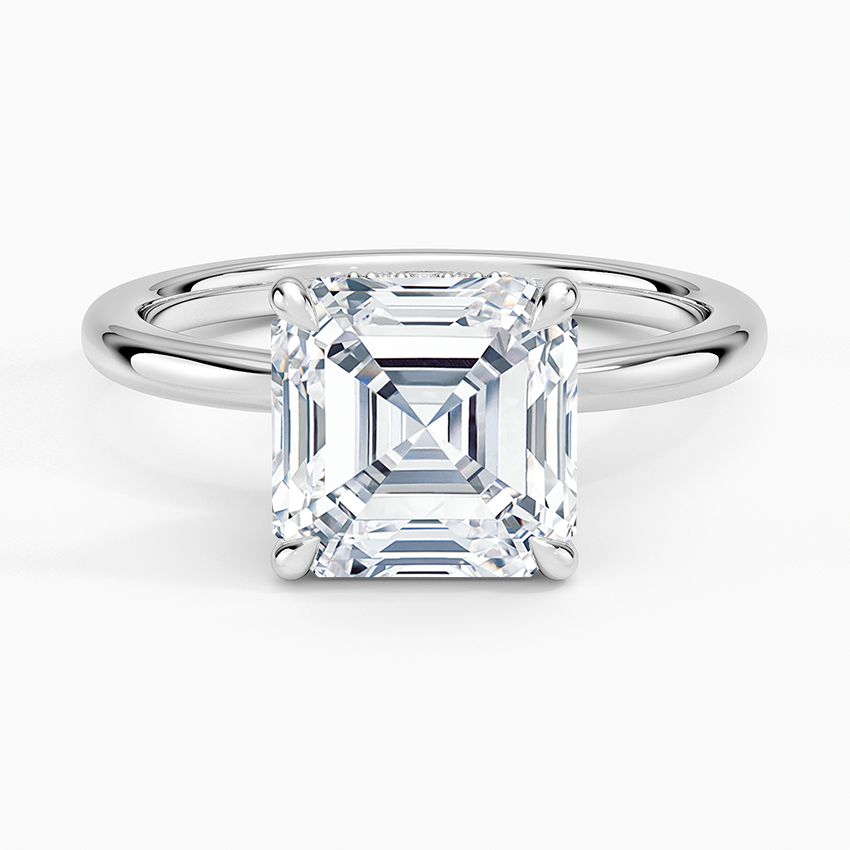 Hidden Heart Diamond Ring Platinum Asscher Engagement Ring