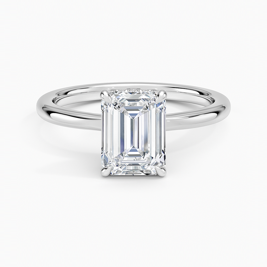 Hidden Heart Diamond Ring Platinum Emerald Engagement Ring