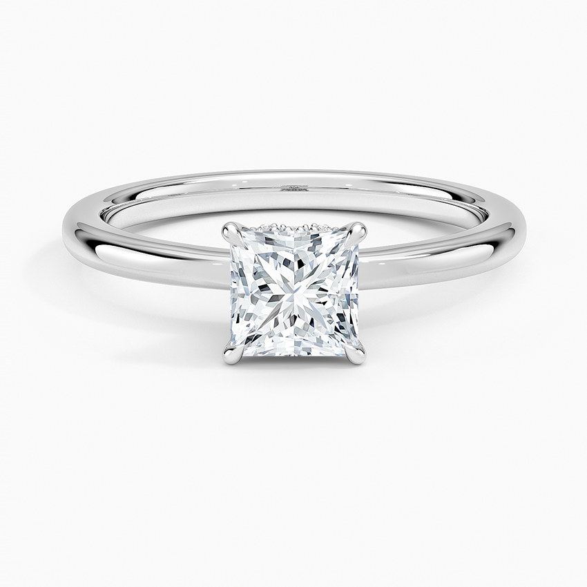Hidden Heart Diamond Ring Platinum Princess Engagement Ring