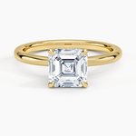 Hidden Heart Diamond Ring Yellow Gold 18k Asscher Engagement Ring