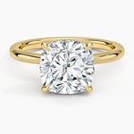 Hidden Heart Diamond Ring Yellow Gold 18k Cushion Engagement Ring
