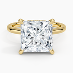Hidden Heart Diamond Ring Yellow Gold 18k Princess Engagement Ring