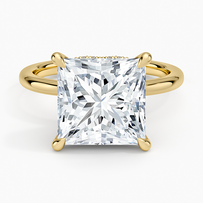 Hidden Heart Diamond Ring Yellow Gold 18k Princess Engagement Ring
