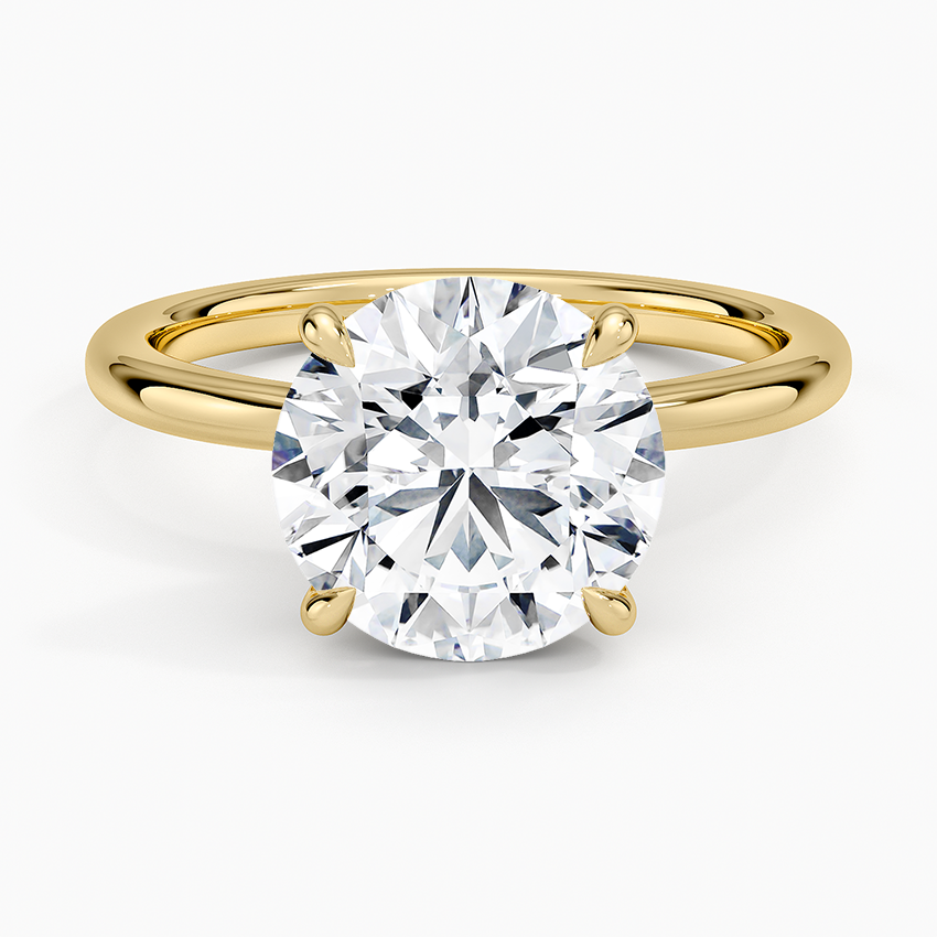 Hidden Heart Diamond Ring Yellow Gold 18k Round Engagement Ring