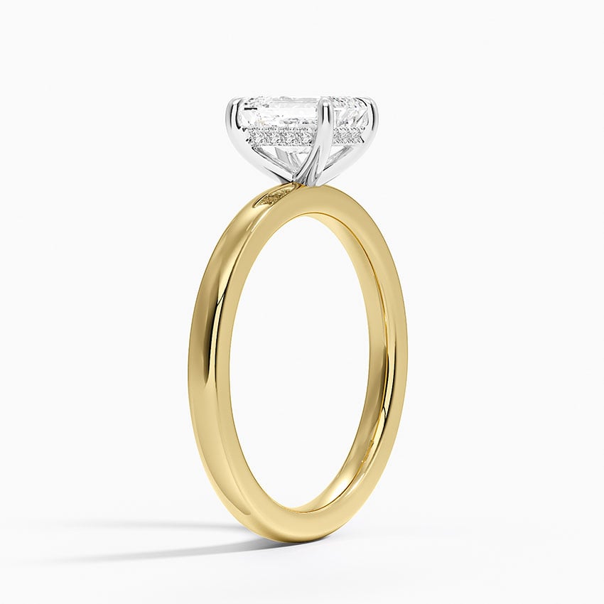 Platinum Mixed Metal Audrey 2mm Diamond Ring Yellow Gold 18k Emerald Engagement Ring