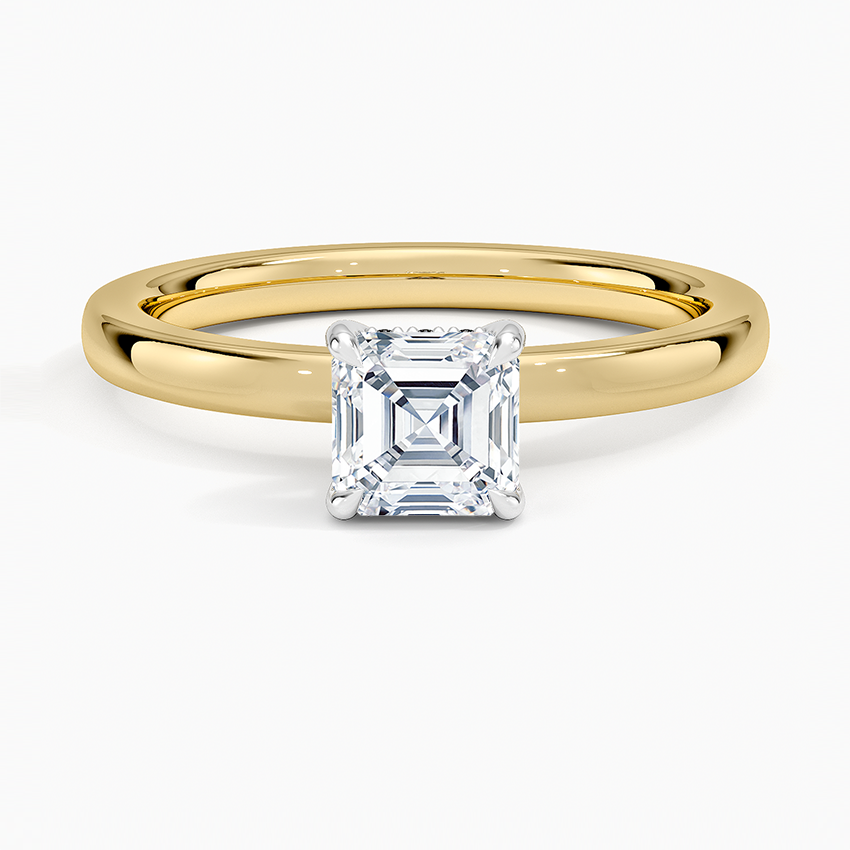 Platinum Mixed Metal Audrey 2mm Diamond Ring Platinum Asscher Engagement Ring
