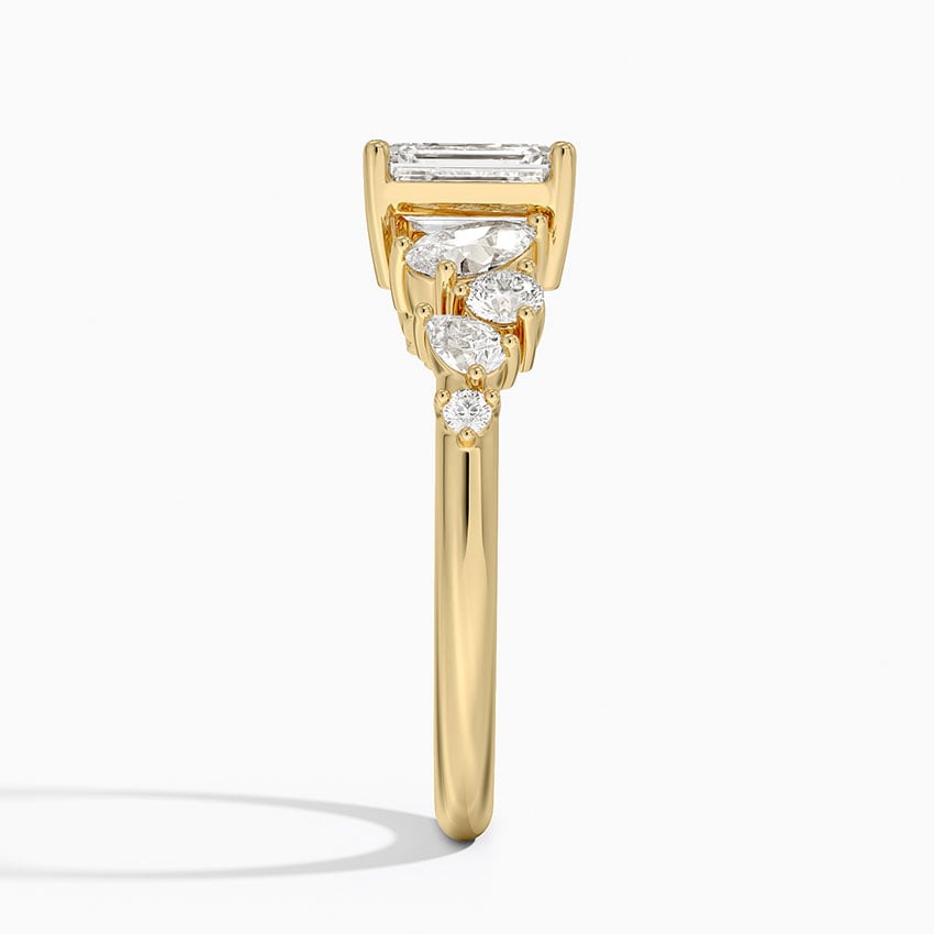 Olivetta Tapered Diamond Ring (1/2 ct. tw.) Yellow Gold 18k Emerald Engagement Ring