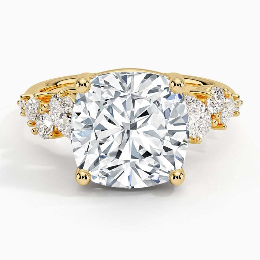 Olivetta Tapered Diamond Ring (1/2 ct. tw.) Yellow Gold 18k Cushion Engagement Ring