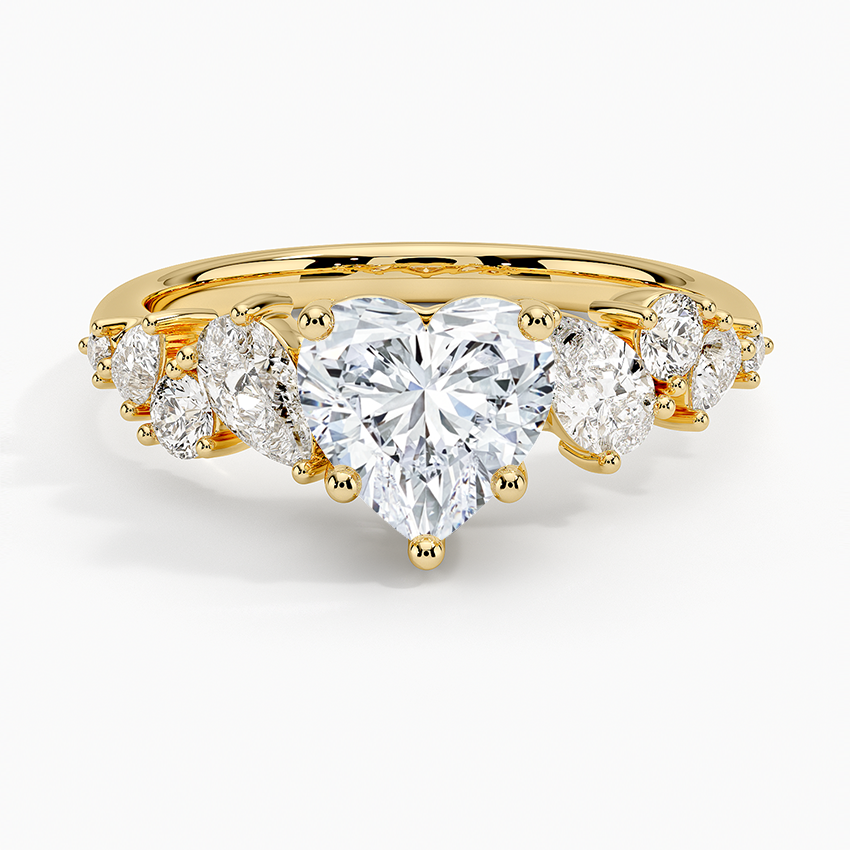Olivetta Tapered Diamond Ring (1/2 ct. tw.) Yellow Gold 18k Heart Engagement Ring