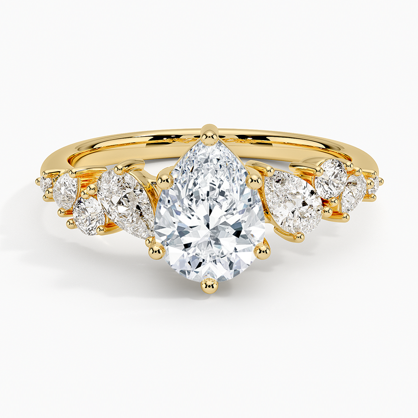 Olivetta Tapered Diamond Ring (1/2 ct. tw.) Yellow Gold 18k Pear Engagement Ring