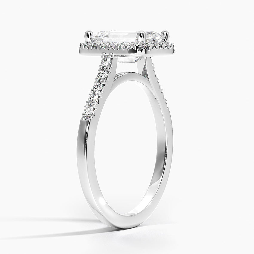 Odessa Halo Diamond Ring (1/5 ct. tw.) Platinum Emerald Engagement Ring